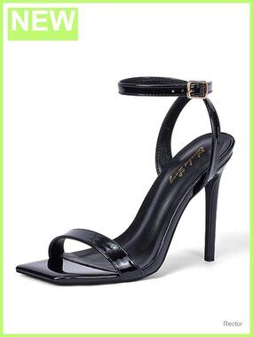 Stiletto Heels Ankle Strap Open Square Toe Heeled Sandals Strappy Dress High